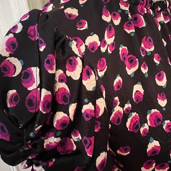 ANNA SUI Vintage Silk Dress, Size 8, Black & Purple Flower Petals, Early 2000s! - Picture 7 of 13